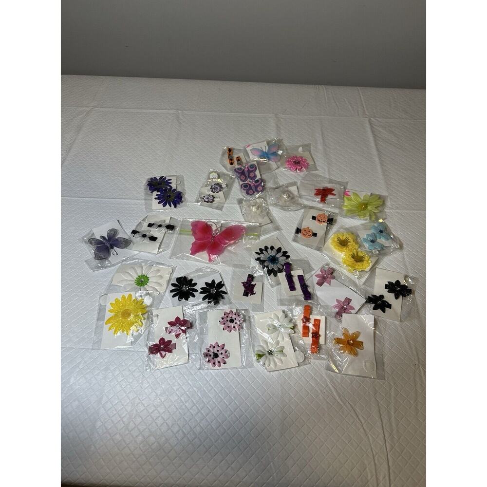 Lot 28 Variety Floral Hair Clip Bows Accessories Handmade Children Girls